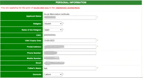 enter personal information and click on proceed